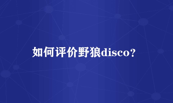 如何评价野狼disco？