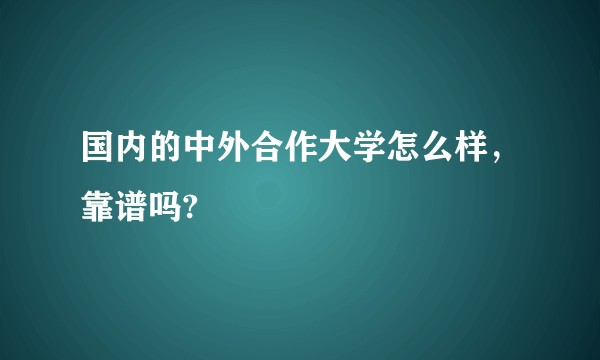 国内的中外合作大学怎么样，靠谱吗?