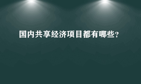 国内共享经济项目都有哪些?