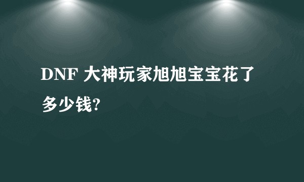 DNF 大神玩家旭旭宝宝花了多少钱?