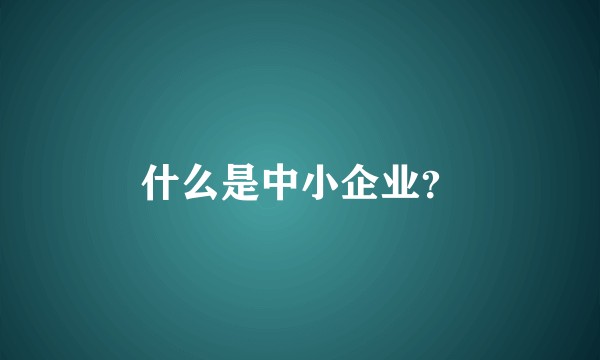 什么是中小企业？