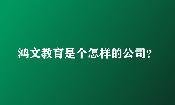 鸿文教育是个怎样的公司？