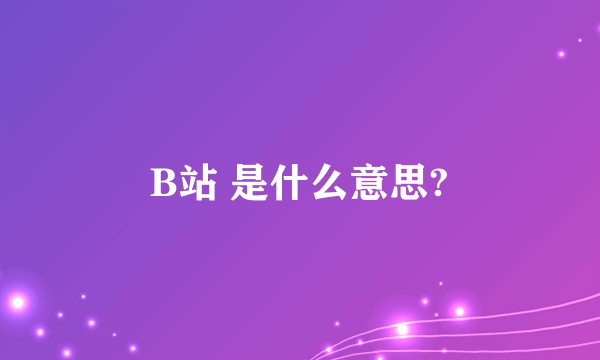 B站 是什么意思?