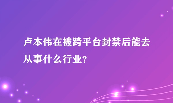 卢本伟在被跨平台封禁后能去从事什么行业？