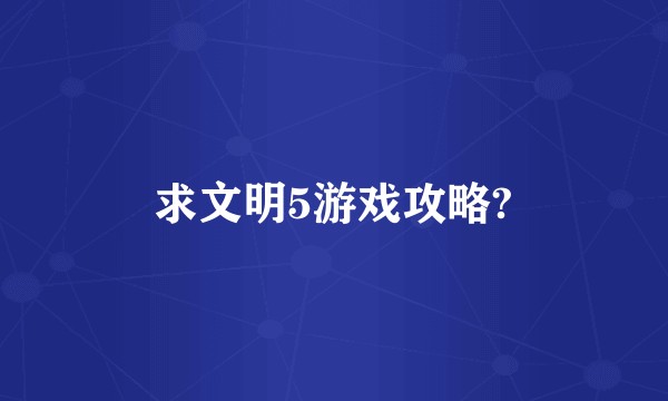 求文明5游戏攻略?