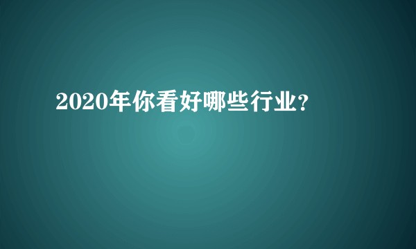 2020年你看好哪些行业？