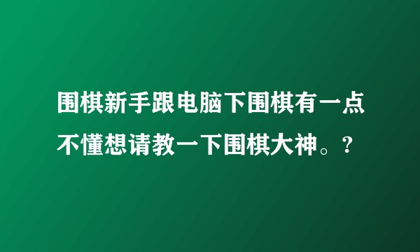 围棋新手跟电脑下围棋有一点不懂想请教一下围棋大神。?