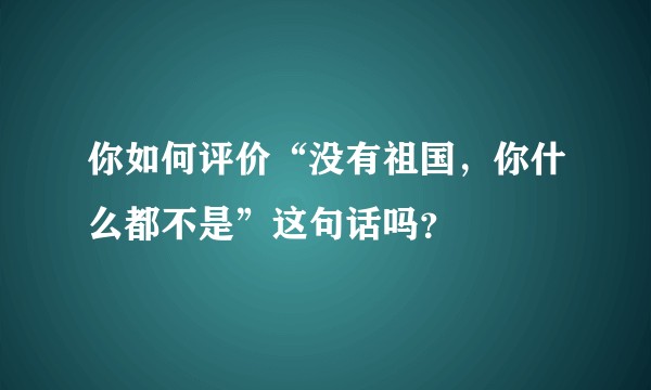 你如何评价“没有祖国，你什么都不是”这句话吗？