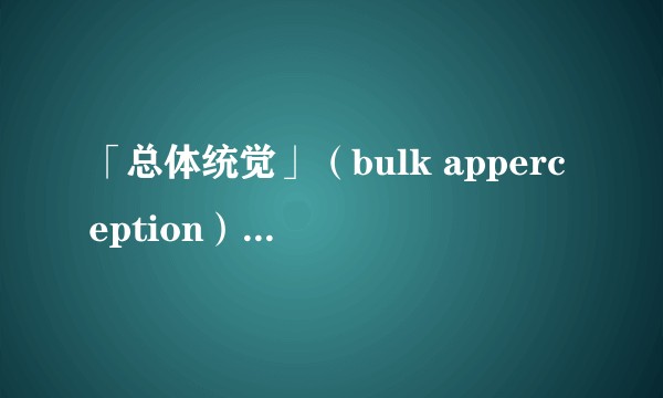 「总体统觉」(bulk apperception)一词的含义及来源是什么?