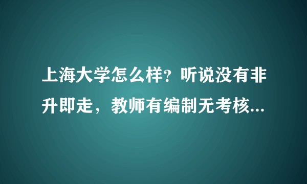 上海大学怎么样？听说没有非升即走，教师有编制无考核压力，上海市亲儿子钱多？