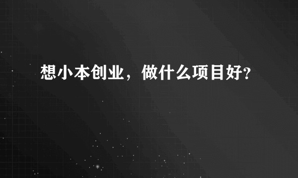 想小本创业，做什么项目好？