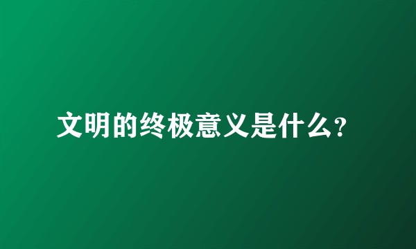 文明的终极意义是什么？