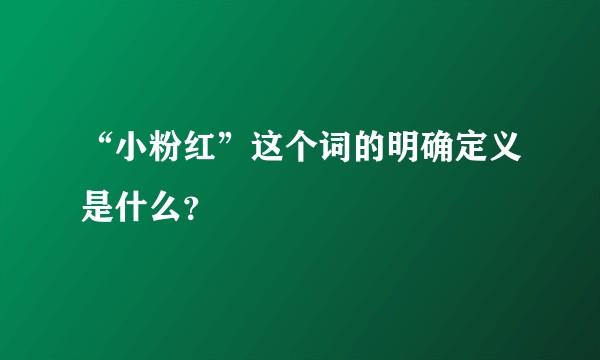 “小粉红”这个词的明确定义是什么？