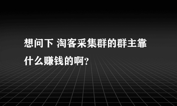 想问下 淘客采集群的群主靠什么赚钱的啊？