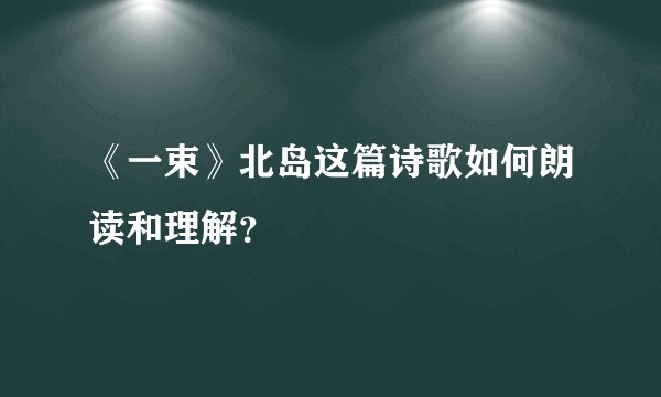 《一束》北岛这篇诗歌如何朗读和理解？