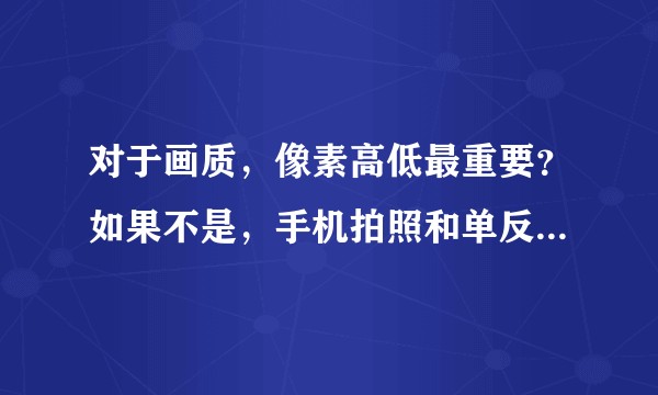 对于画质，像素高低最重要？如果不是，手机拍照和单反的主要区别何在？手机该向何方努力？