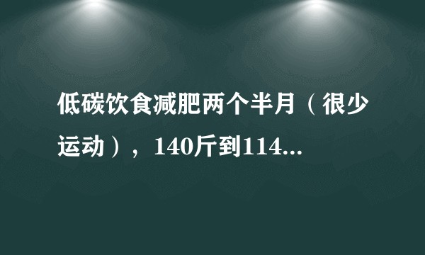 低碳饮食减肥两个半月(很少运动),140斤到114斤,瘦了26斤,体重越掉越慢,想减到90斤,求支招?