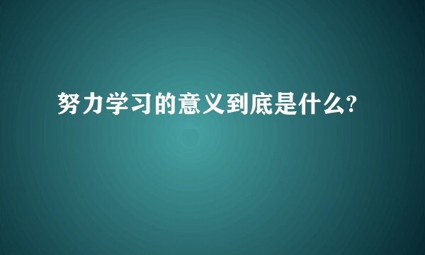 努力学习的意义到底是什么?