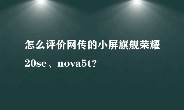怎么评价网传的小屏旗舰荣耀20se、nova5t？