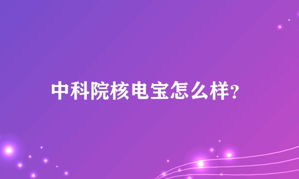中科院核电宝怎么样?