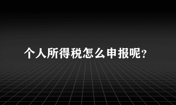 个人所得税怎么申报呢？