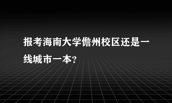 报考海南大学儋州校区还是一线城市一本？