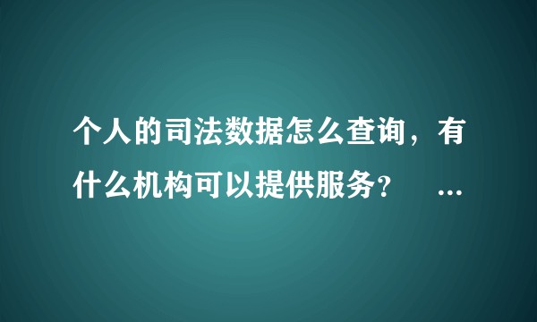 个人的司法数据怎么查询，有什么机构可以提供服务？！？！？
