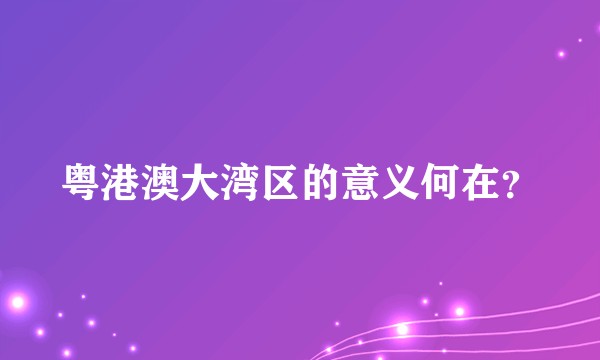 粤港澳大湾区的意义何在？