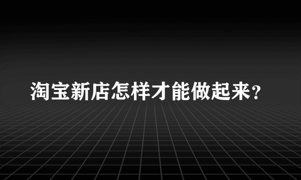 淘宝新店怎样才能做起来？
