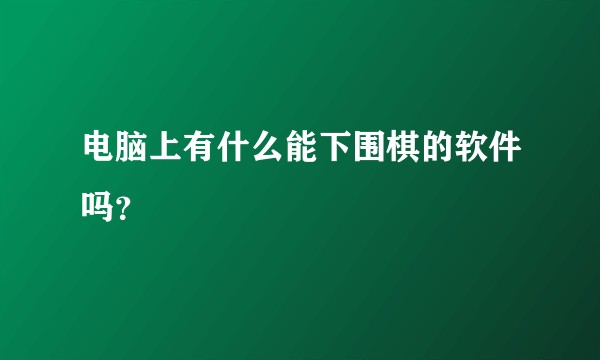 电脑上有什么能下围棋的软件吗？