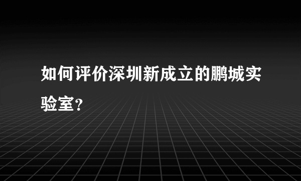 如何评价深圳新成立的鹏城实验室？