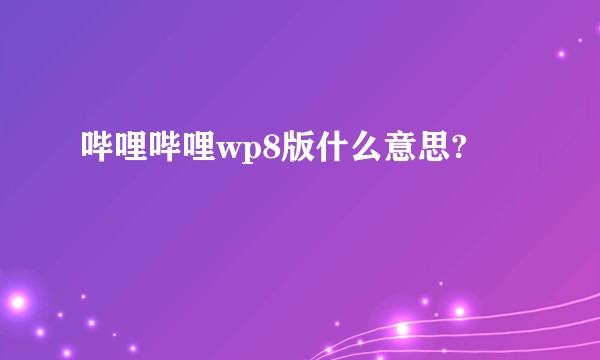 哔哩哔哩wp8版什么意思?