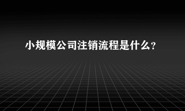 小规模公司注销流程是什么？