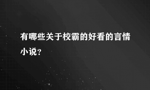 有哪些关于校霸的好看的言情小说？