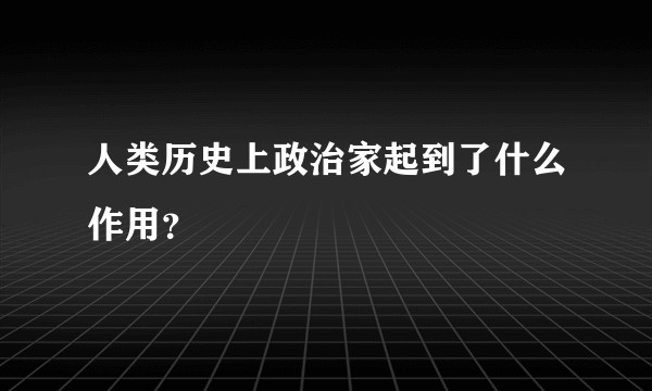 人类历史上政治家起到了什么作用？