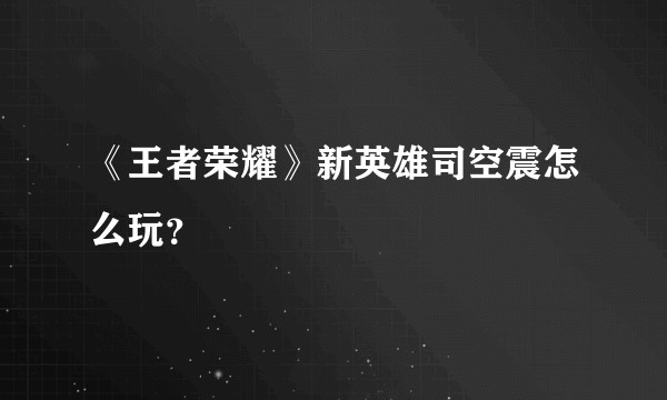 《王者荣耀》新英雄司空震怎么玩？