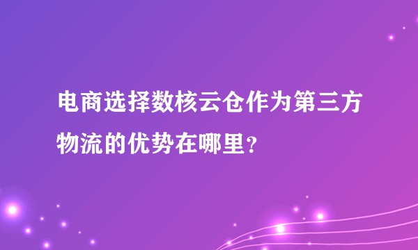 电商选择数核云仓作为第三方物流的优势在哪里？