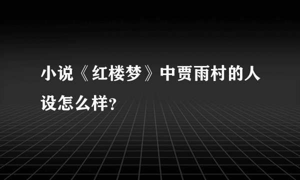 小说《红楼梦》中贾雨村的人设怎么样?