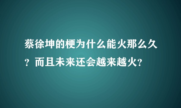 蔡徐坤的梗为什么能火那么久？而且未来还会越来越火？