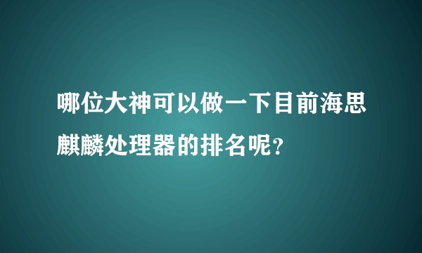 哪位大神可以做一下目前海思麒麟处理器的排名呢？