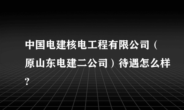 中国电建核电工程有限公司(原山东电建二公司)待遇怎么样?