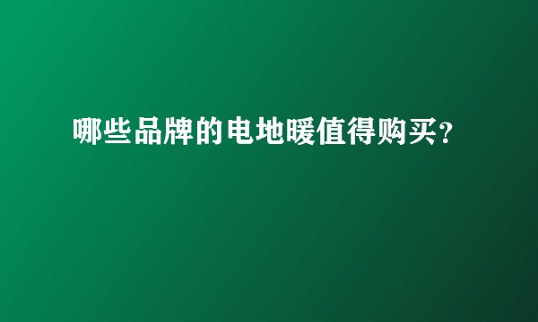 哪些品牌的电地暖值得购买？
