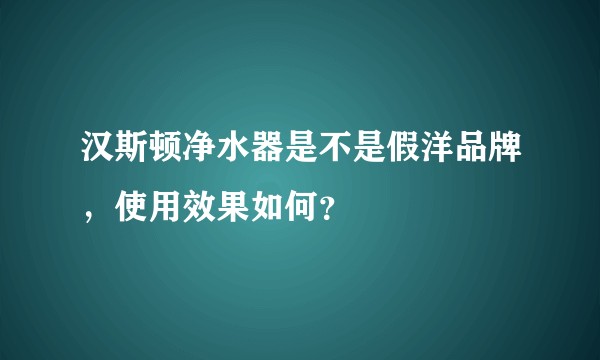汉斯顿净水器是不是假洋品牌，使用效果如何？