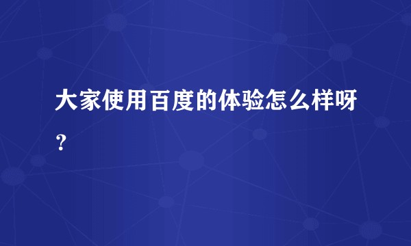 大家使用百度的体验怎么样呀？