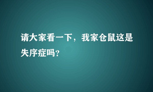 请大家看一下，我家仓鼠这是失序症吗？