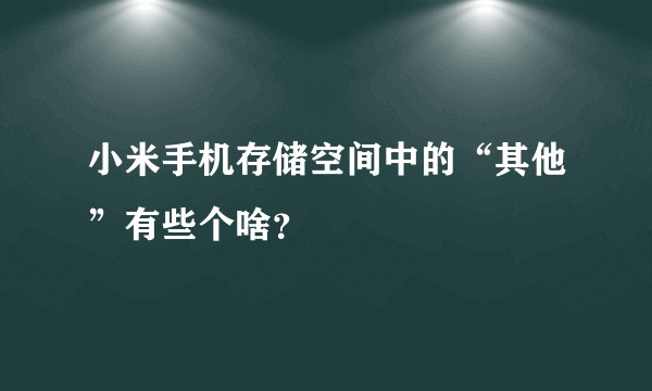小米手机存储空间中的“其他”有些个啥？