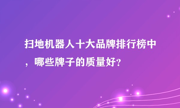 扫地机器人十大品牌排行榜中,哪些牌子的质量好?