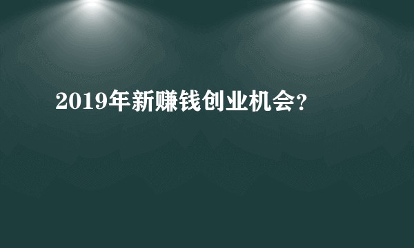 2019年新赚钱创业机会？