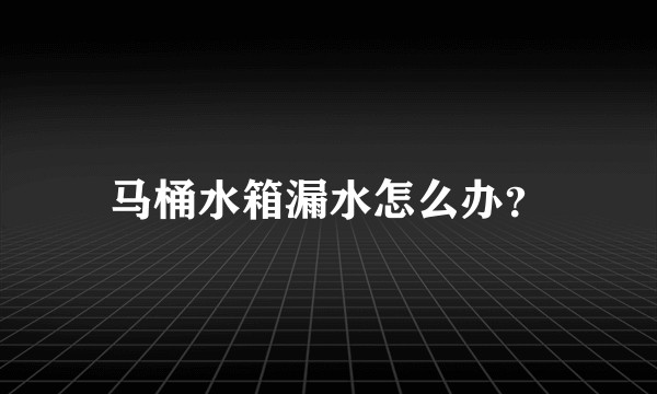 马桶水箱漏水怎么办?