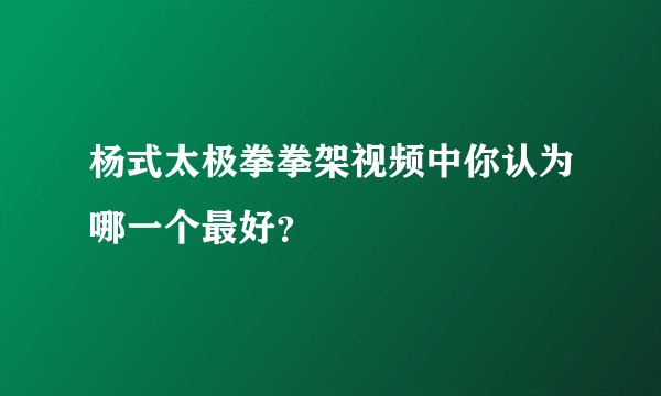 杨式太极拳拳架视频中你认为哪一个最好？